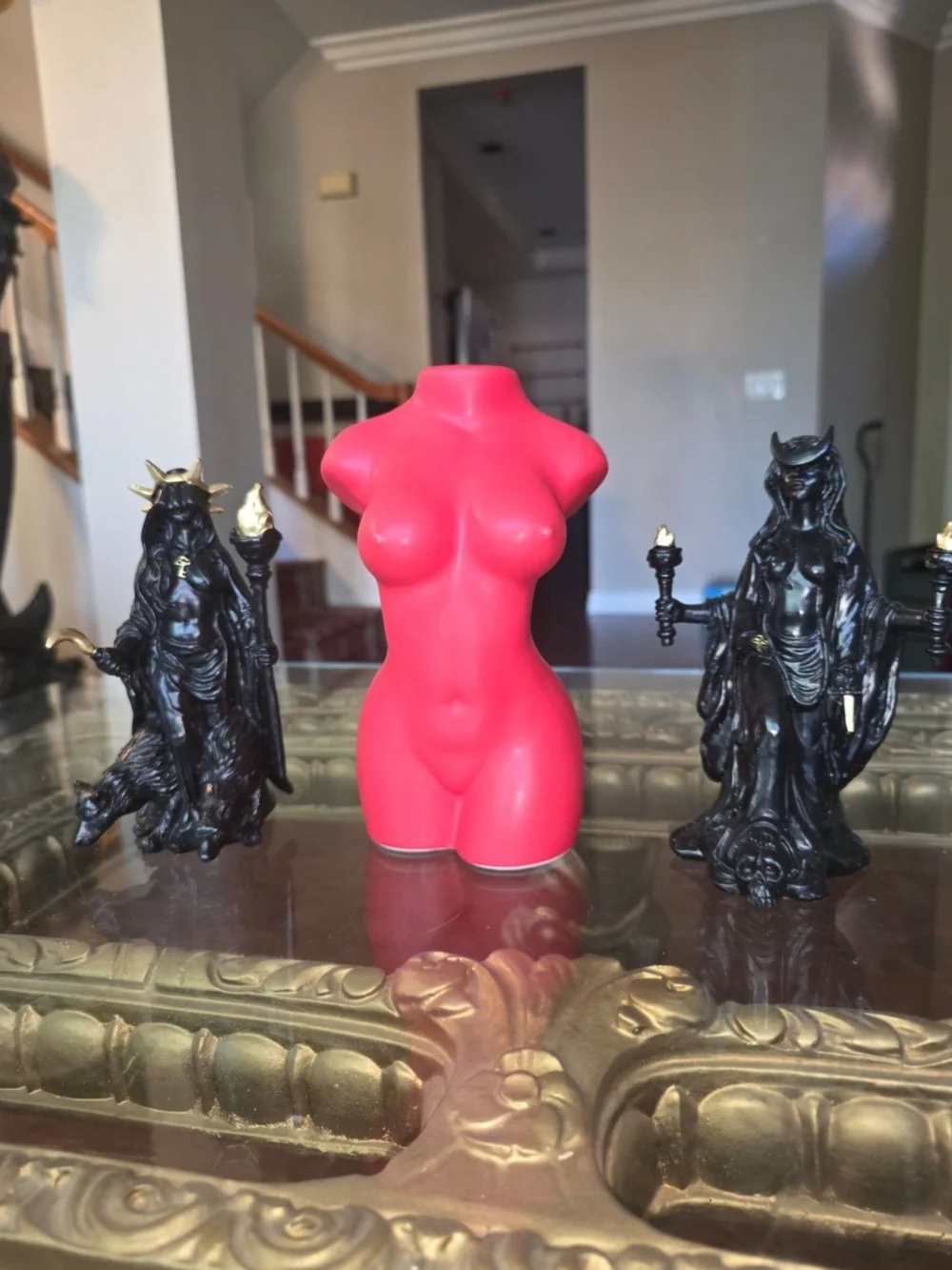 Gothic Set of 3 Pagan/Altar Decor Statues Black Hecate Figures